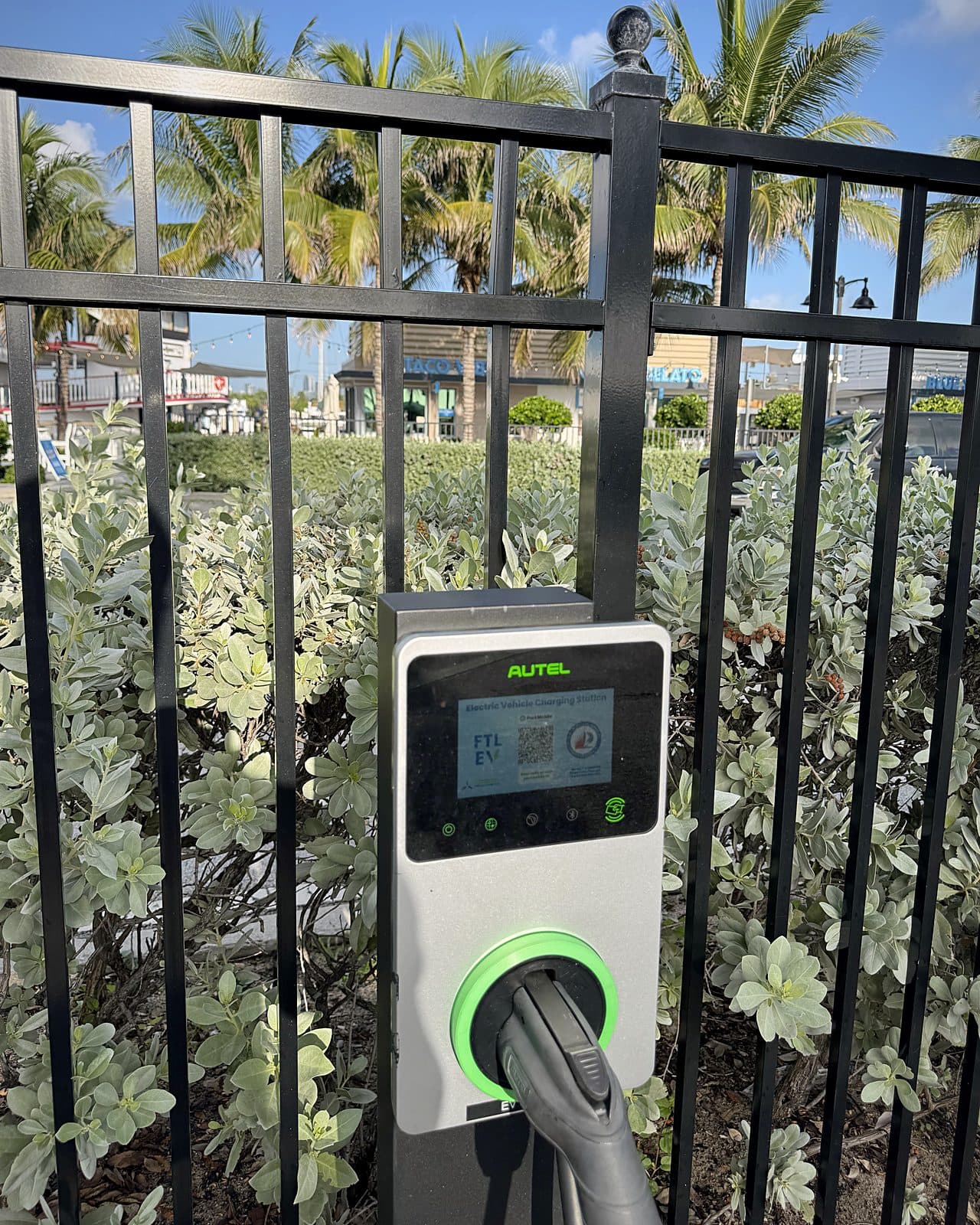 Connector plugged into a US Supercharge Level 2 charger